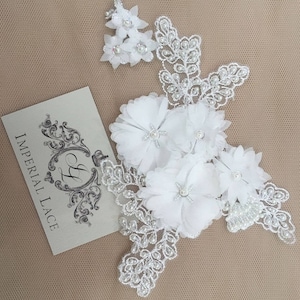 Aplique de encaje de flores 3D, aplique de flores, parche de flores de encaje, encaje de vestido de novia, aplique de encaje de vestido de novia, encaje nupcial A00070
