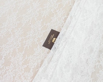 White Lace Fabric, Floral lace, French lace, Wedding lace, Chantilly Lace fabric, Scalloped Lace, Bridal Lace, Bridal Lingerie lace B00459