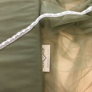 Green Soft tulle fabric, Lingerie soft tulle, Italian invisible tulle, Polyamide tulle, Sold per meter T00157