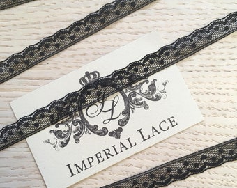 Black Lace Trim, French Lace, Chantilly Lace, Bridal Gown lace, Wedding Lace, Black Lace, Veil lace, Garter lace, Lingerie Lace MM00112