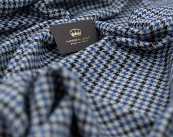 0,62m piece of the Blue patterned Wool fabric, Modern pattern, luxury wool fabric, Blue wool fabric, Fabric, Thick fabric Z00661
