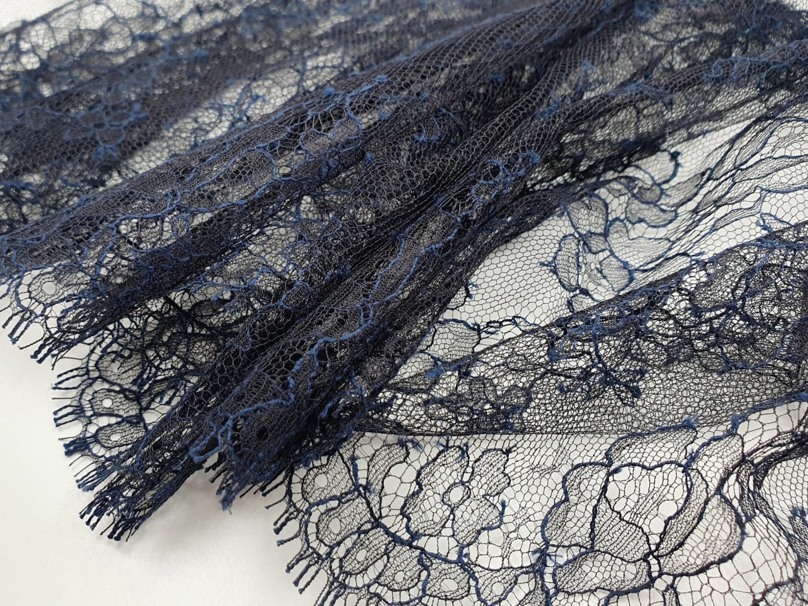 Buy Black Floral Solstiss Chantilly Lace Trim: Navy Blue French