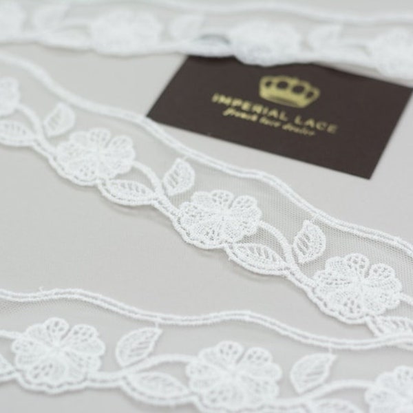 Ivory Lace Trim,French Lace,Chantilly Lace,Bridal Gown Lace,Wedding Lace,White Lace,Veil Lace,Garter Lace,Lingerie Lace MB00358