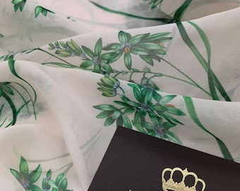 Tela de gasa crepé de seda 100% floral, tela de diseño, tela de seda estampada, tela de seda, seda italiana, seda para novias, se vende por metro Z00961