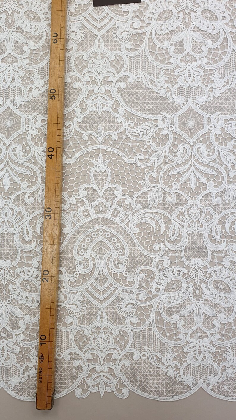 Tela de encaje blanquecino, tela de encaje Macrame, encaje de vestido de novia, tela de encaje de boda, encaje de velo, encaje francés, encaje de vestido de noche, blanco B00149 imagen 10