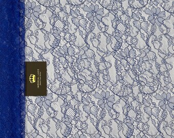 Blue french lace fabric, Chantilly Lace, Wedding Lace, Blue lace, Lingerie Lace, Evening dress lace, Lace by the yard K01223