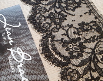 Black Lace Trim, French Lace, Chantilly Lace, Lace fabric, Wedding Lace, Black Lace, Veil lace, Garter lace, Lingerie Lace MM00169