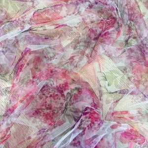 Multicolor tulle fabric, Floral fabric, Soft tulle fabric, Lingerie net, Fabric by the yard, Mesh fabric, Bridal tulle, Dress tulle t00339 image 2