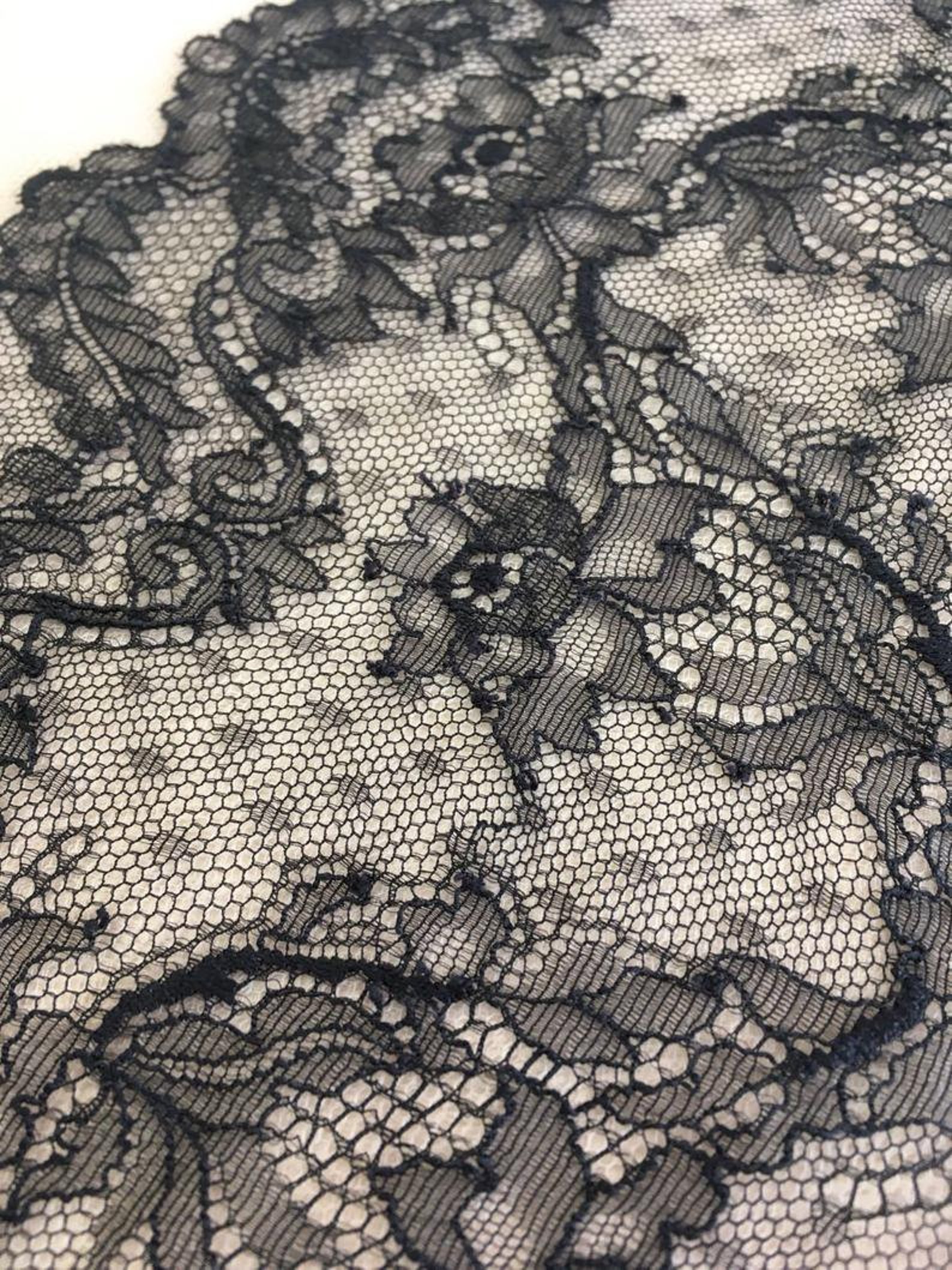 Black Lace Trim, French Lace, Chantilly Lace, Bridal Gown Lace, Wedding ...