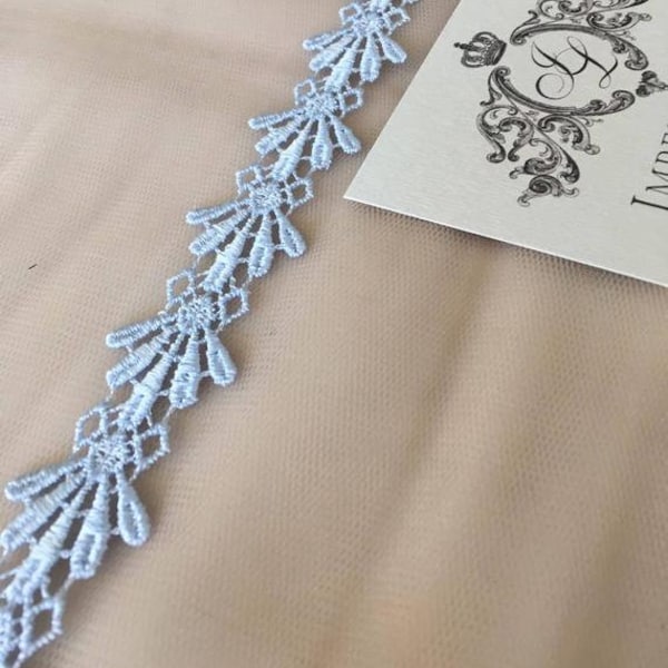 Light blue lace trim, blue Macrame lace trimming, French lace trim, Chantilly Lace Trimming, Lace Trim, French made, MK00258