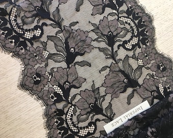 Black Lace Trim, French Lace, Chantilly Lace, Bridal Gown lace, Wedding Lace, Black Lace, Veil lace, Garter lace, Lingerie Lace MK00172