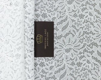 Off White Bridal Lace Fabric, French Lace, Bridal Lace Fabric, Floral Lace, White Lace Fabric, Wedding dress fabric, Scalloped lace B00510