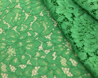 Green lace fabric, Embroidered lace, French Lace, Wedding Lace, Bridal lace, Green Lace, Veil lace, Lingerie Lace, Alencon Lace K000074
