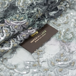 Black Lace Trim, Gray Embroidered Chantilly Lace, French Lace, Bridal Gown Lace, Wedding Lace, Black Lace, Veil Lace, Garter lace, MM00217