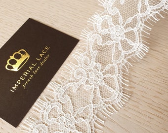 Elfenbeinfarbene Chantillyspitze, French Style, Brautkleid, Schleier, Strumpfbandspitze (5 cm)