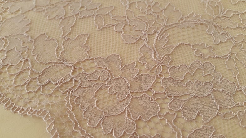 Light lilac lace Trim French Lace Chantilly Lace Bridal Gown lace Wedding Lace Purple Lace Garter lace Lingerie Lace Lace fabric MK00062 image 2