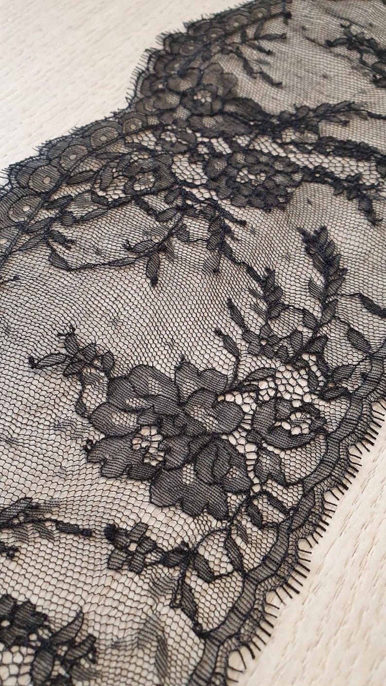 Black Lace Trim French Lace Chantilly Lace Bridal Lace Wedding - Etsy