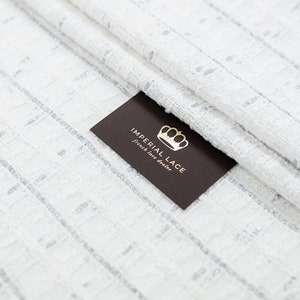 55cm long piece White tweed fabric, Fashion tweed fabric, Tweed fabric by the yard, Thick fabric, Coat Fabric, Vintage tweed fabric, Z00649