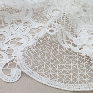 Tela de encaje blanquecino, tela de encaje Macrame, encaje de vestido de novia, tela de encaje de boda, encaje de velo, encaje francés, encaje de vestido de noche, blanco B00149 imagen 4