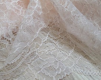 Light Pink Lace Trim, French Lace, Chantilly Lace, Bridal Gown lace, Wedding Lace, Pink Lace, Veil lace, Garter lace, Lingerie Lace MK00044