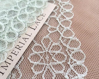 Mint Green lace trim, green Lace fabric, French Lace trim, Alencon lace trim ,Embroidery lace trim,Wedding Lace by the yard MK00276
