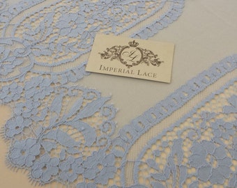 Blue lace fabric, Embroidered lace, French Lace, Wedding Lace, Bridal lace, blue Lace, Veil lace, Lingerie Lace, Alencon Lace K00132