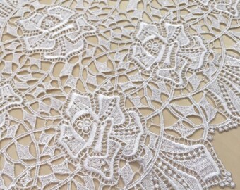 White Lace trim, Alencon lace, Wedding lace, Bridal lace, Lingerie lace, Embroidered lace, Lace by the yard, French lace MB00171