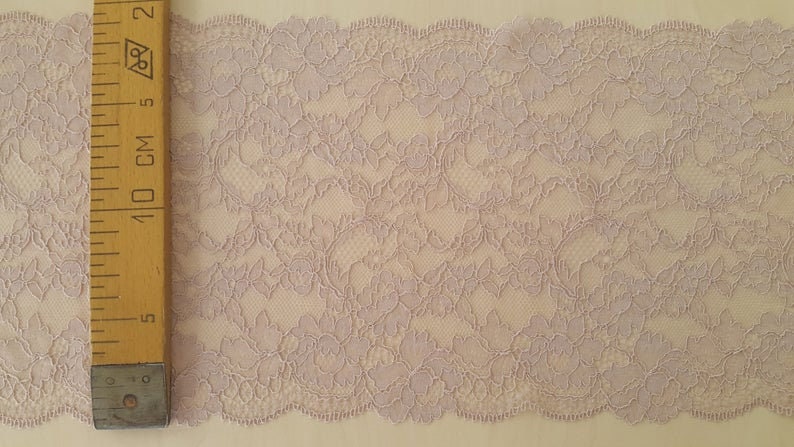 Light lilac lace Trim French Lace Chantilly Lace Bridal Gown lace Wedding Lace Purple Lace Garter lace Lingerie Lace Lace fabric MK00062 image 4