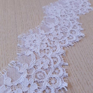 White Lace Trim, French Lace, Alencon Lace, Bridal Gown lace, Wedding Lace, White Lace, Veil lace, Garter lace, Lingerie Lace MB00135