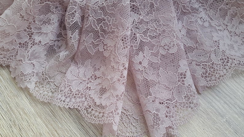 Light lilac lace Trim French Lace Chantilly Lace Bridal Gown lace Wedding Lace Purple Lace Garter lace Lingerie Lace Lace fabric MK00062 image 1