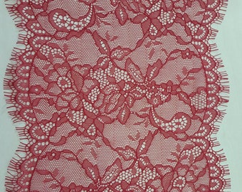 Red Lace Trim, French Lace, Chantilly Lace, Bridal Gown lace, Wedding Lace, Red Lace, Veil lace, Garter lace, Lingerie Lace MK00072