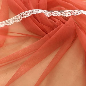 Orange tulle fabric, Lingerie tulle, Soft tulle fabric, Mesh tulle fabric, Orange tulle, Tulle fabric, Mesh by the yard T00060