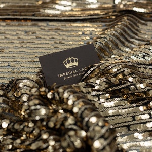 Gold sequin fabric, 3D Sequin fabric, Evening dress fabric, Sequin dress fabric, Premium fabric, Sequin Embroidered Mesh tulle fabric T00350
