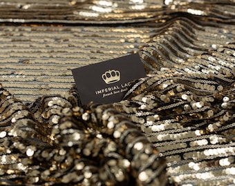 Gold sequin fabric, 3D Sequin fabric, Evening dress fabric, Sequin dress fabric, Premium fabric, Sequin Embroidered Mesh tulle fabric T00350