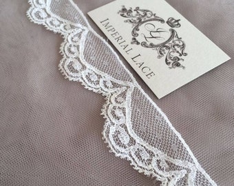 Light Ivory lace trim, French lace, Chantilly lace, Solstiss lace trim, Wedding lace trim, Bridal lace, Lingerie Lace, Eyelash lace  MB00148