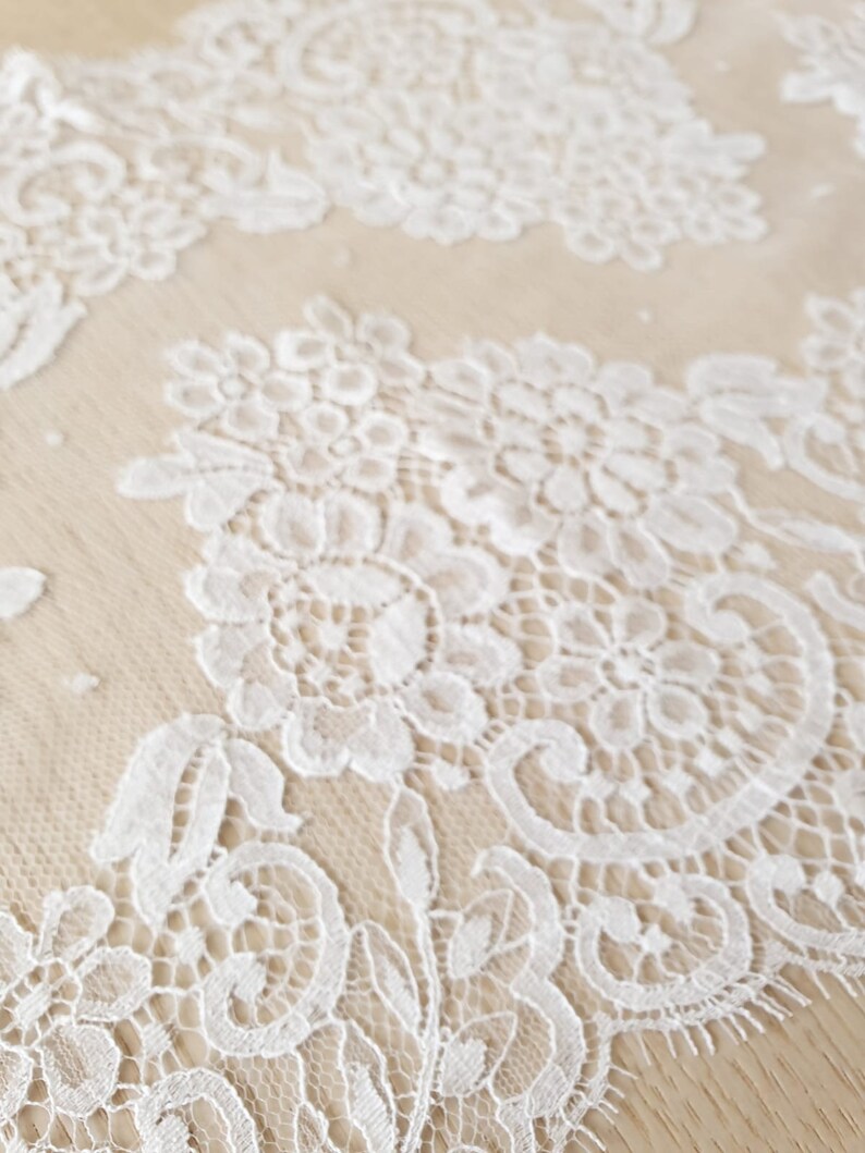 Snow White Lace Trim French Lace Chantilly Lace Bridal Gown Etsy