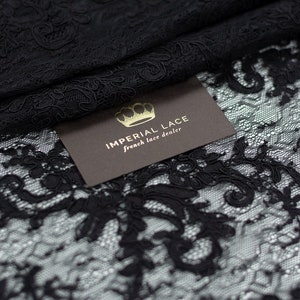Black lace fabric from France, Chantilly Lace, Cotton lace, Wedding Lace, Bridal lace, Floral Lace, Couture lace, Lingerie Lace M00210
