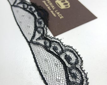 Schwarze Chantilly-Spitzenborte: Hochzeitsborte aus französischer Baumwolle, 4 cm