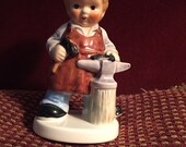 Vintage Goebel Figurine Working LITTLE BOY BLACKSMITH W. Germany 10 760 12 Anvil