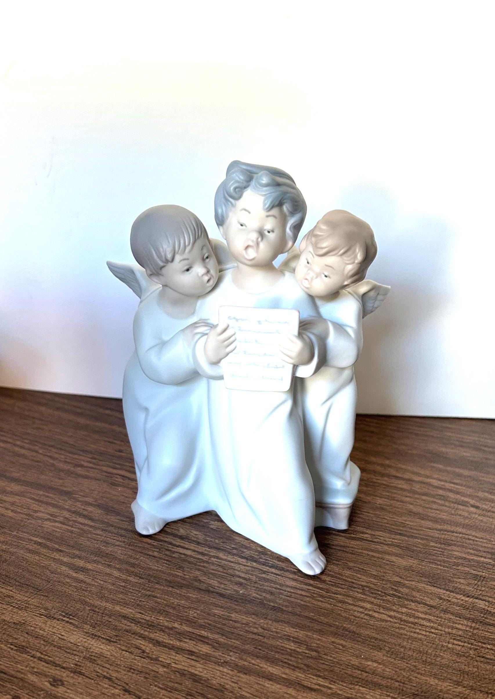 RARE Vintage Lladro 3 Angels Figurine #4542, Singing Angel Choir