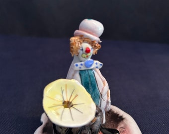 Vintage, Signed Lino Zampiva Small Porcelain Clown With Tuba