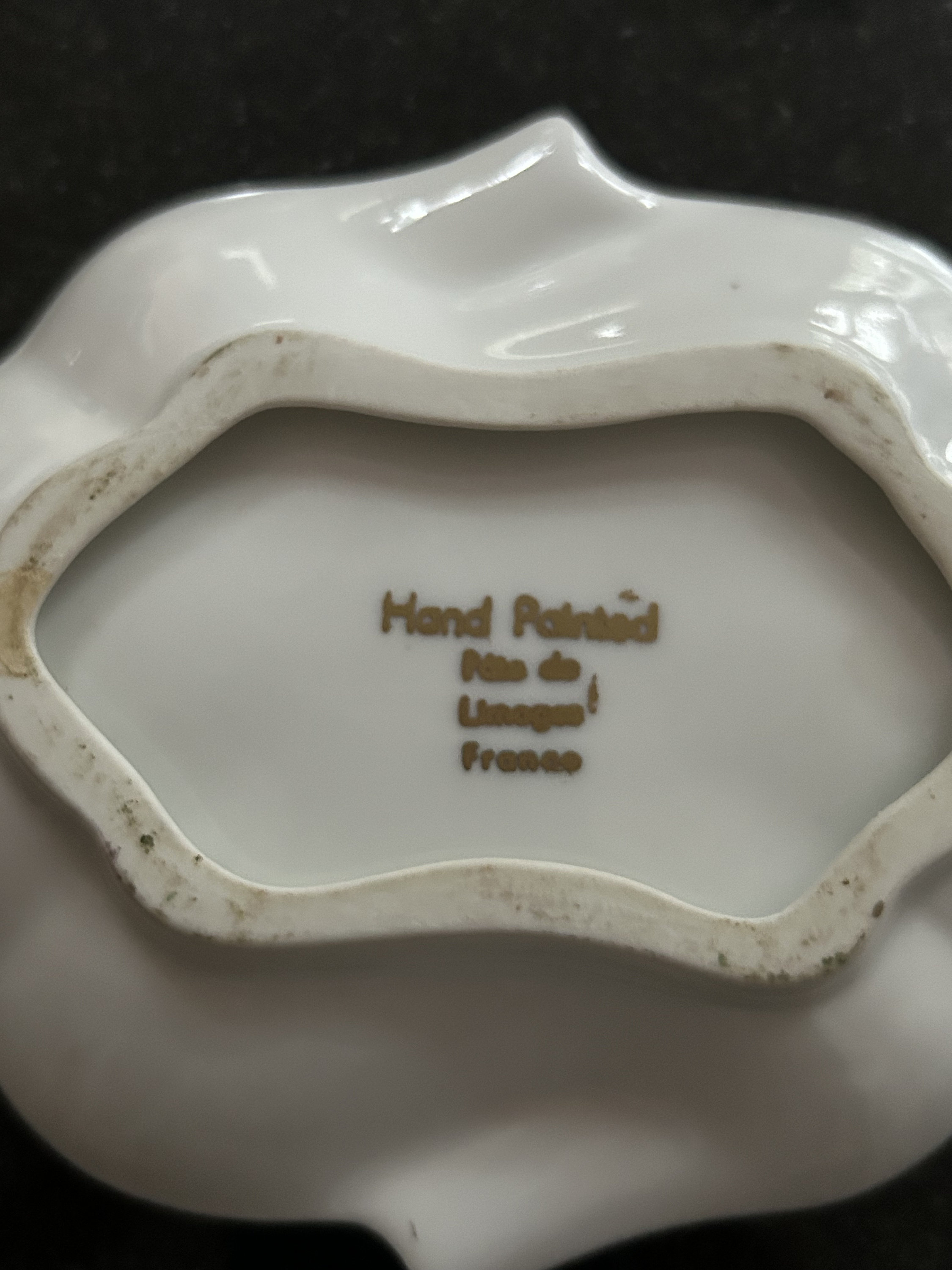 Pate De Limoges France Hand Painted Trinket/pin Dish Roses and