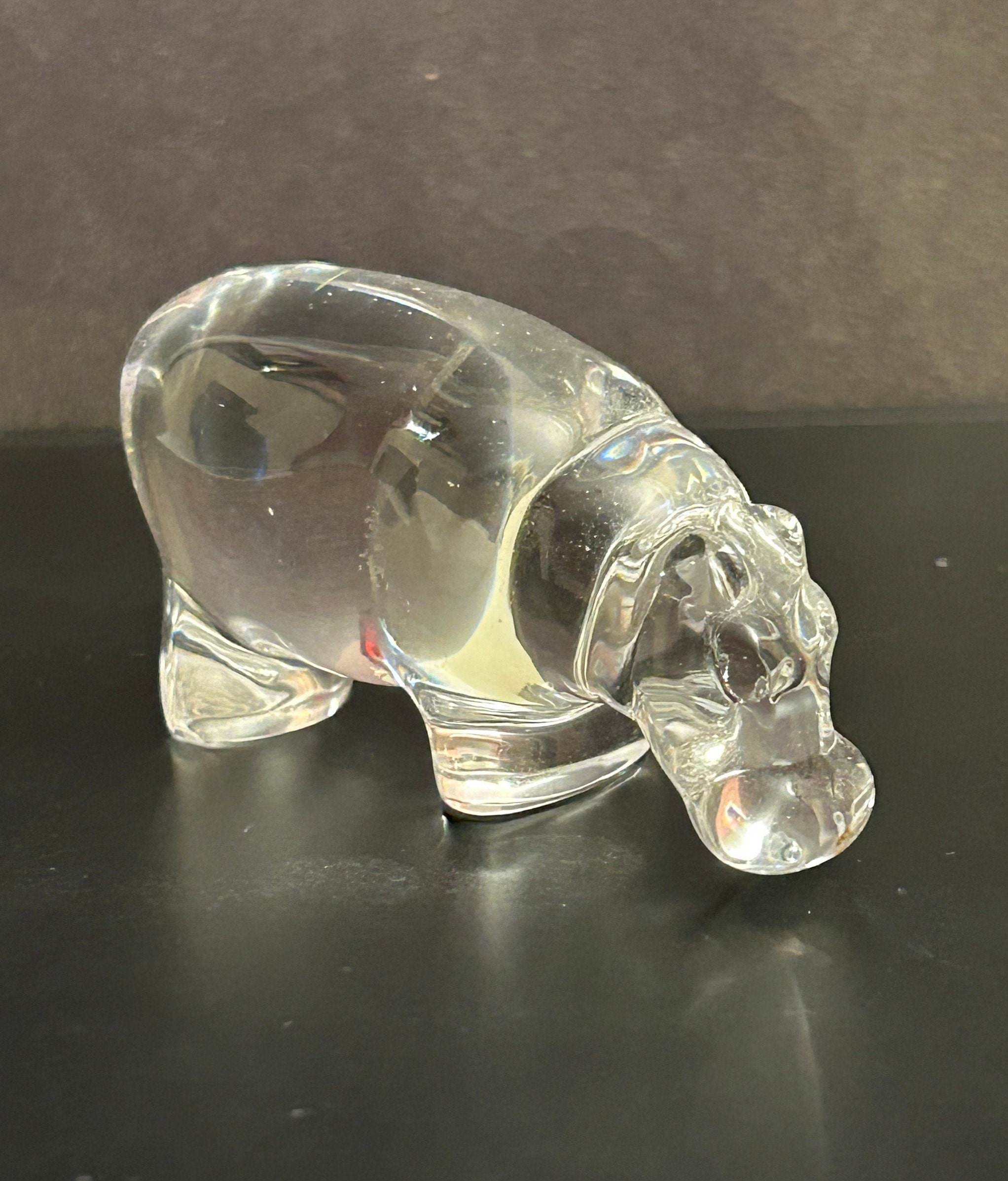 Vintage Baccarat Crystal Baby Hippopotamus Signed - Etsy