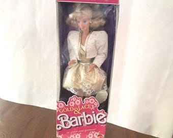 Gold and Lace Barbie {blonde Hair Mattel 7476 Glitter Glam