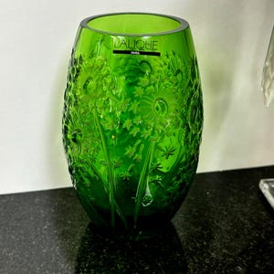 Magnificent Lalique Bucolique Emerald Green Vase Signed - Etsy