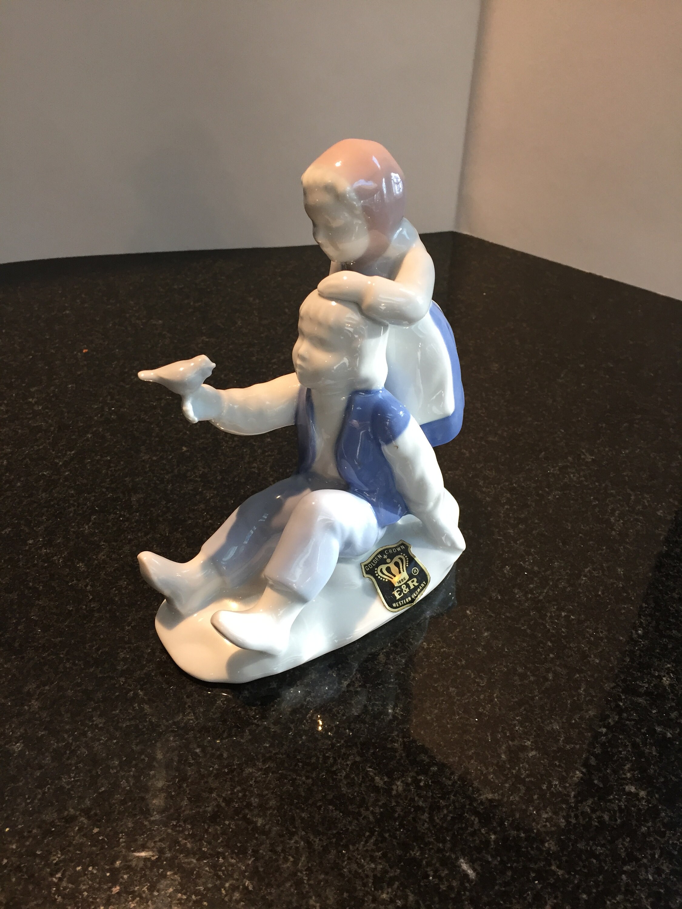 VTG Gerold Porzellan Porcelain Boy & Girl W/bird Figure Western
