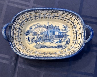 Victoria Ware Ironstone Flow Blue Reticulated Basket