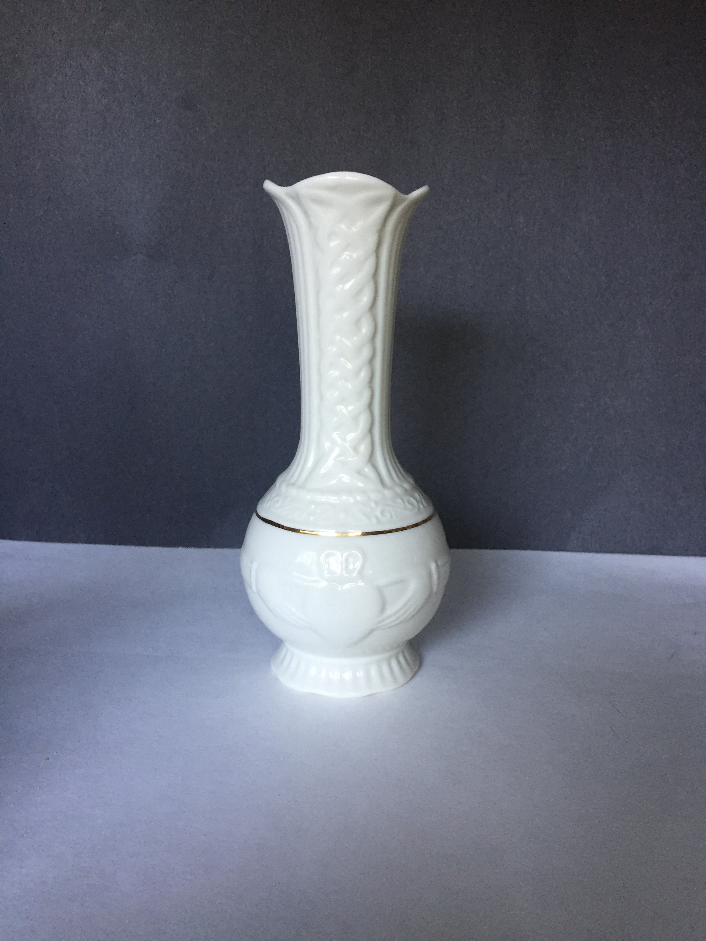 Belleek Ireland Claddagh Bud Vase Cream Colored w/Gold Accent Etsy