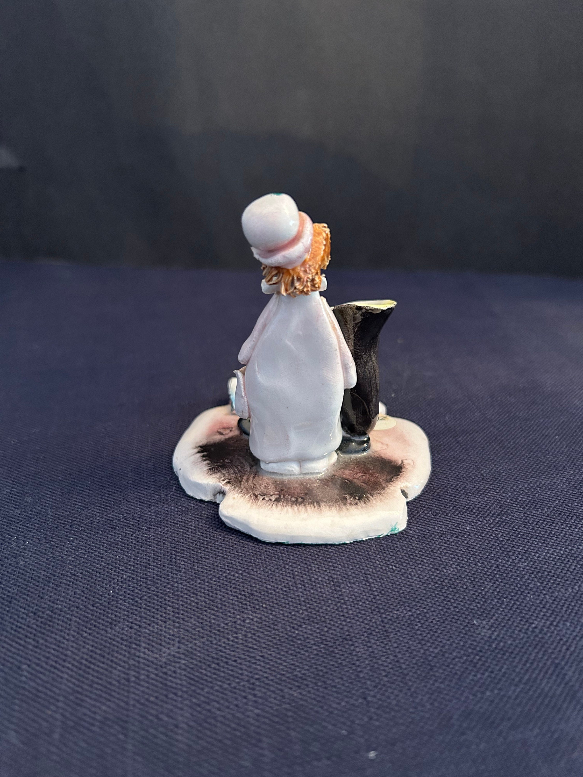 Vintage, Signed Lino Zampiva Small Porcelain Clown With Tuba