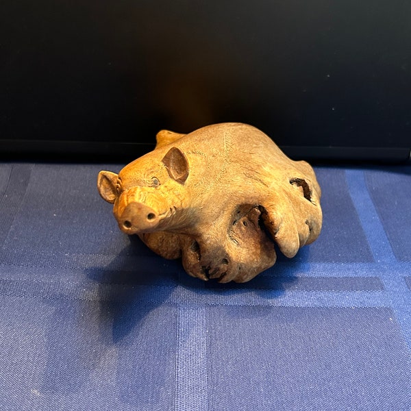 Hand Carved Boar (Burl Wood or Gall?)